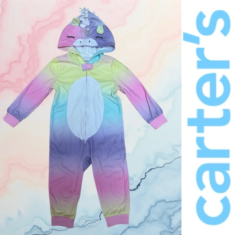 Carter's Rainbow Ombré Unicorn One Piece‎ PJs, Size 2T, MSRP $42